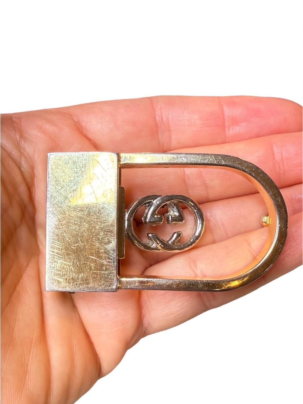 Vintage Gucci Gold Tone GG Belt Buckle Made in Italy